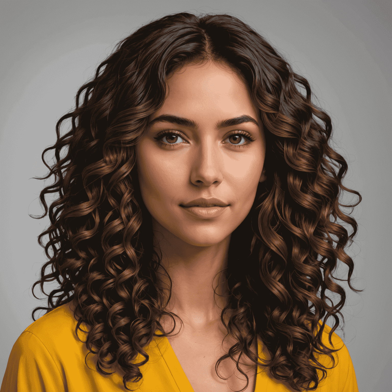 Portrait of Sofia Mendez, Head of Marketing at Plinplag, a woman in her late 20s with long curly hair, wearing a bright, modern outfit